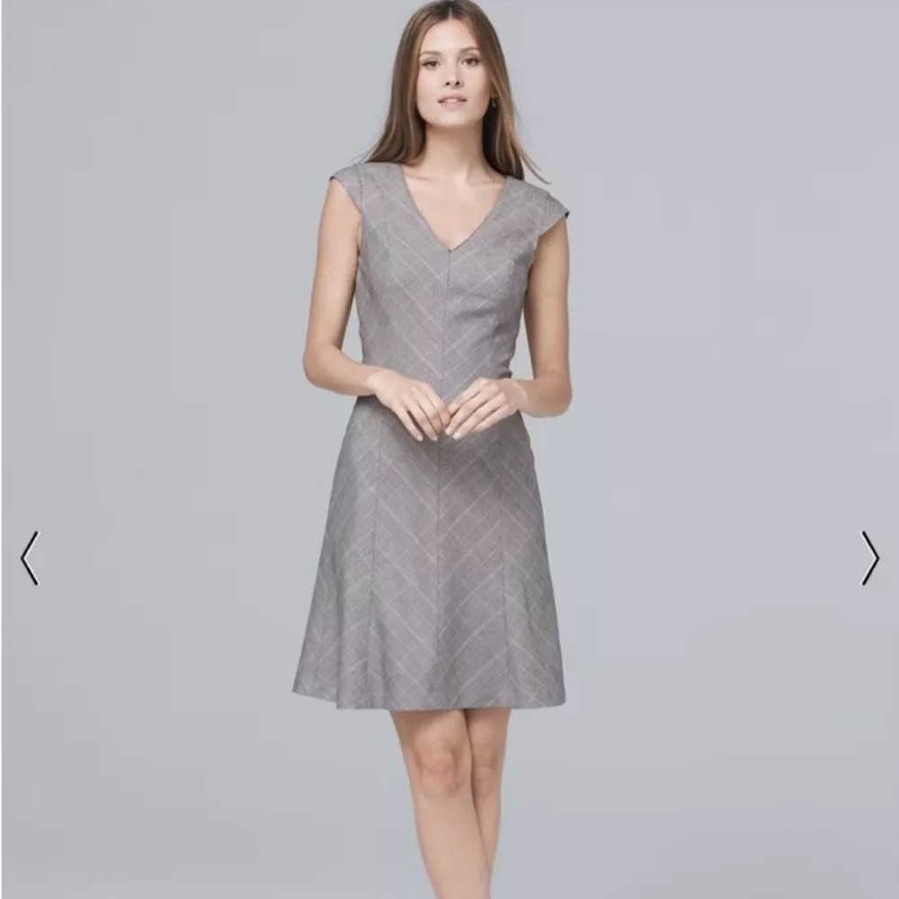 [NWT] White House Black Market - Women’s Emilya Plaid Gray Dress - Size 0P